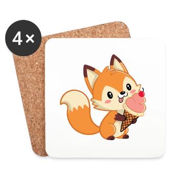 Renard gourmand à glace pastel - Coasters (set of 4) - white - Front