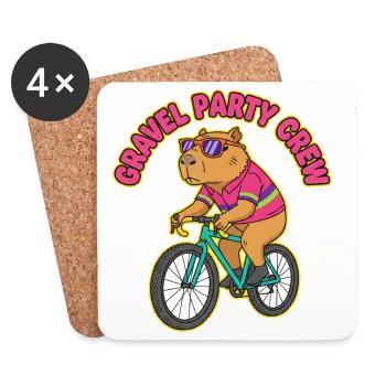 90s Retro Capybara Gravel Party Crew - Coasters (set of 4) - white - Front