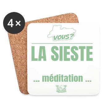 La sieste est une forme de méditation – humour - Dessous de verre (lot de 4) - blanc - Devant