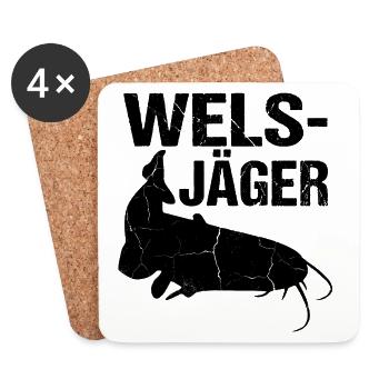 Wels-Jäger-  Perfekt für alle Hobbyangler  - Untersetzer (4er-Set) - Weiß - Vorne