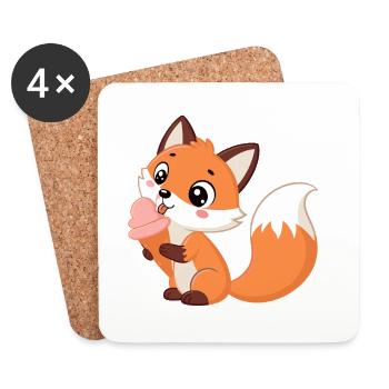 Renard mignon et glace - Coasters (set of 4) - white - Front