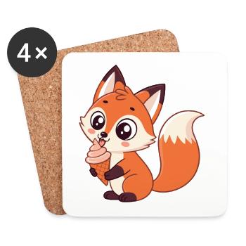 Renard gourmand crème glacée - Coasters (set of 4) - white - Front