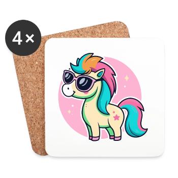 Rainbow Pony Glam Glasses - Coasters (set of 4) - white - Front