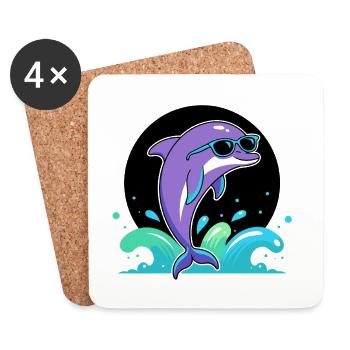 Purple dolphin chic glasses - Coasters (set of 4) - white - Front