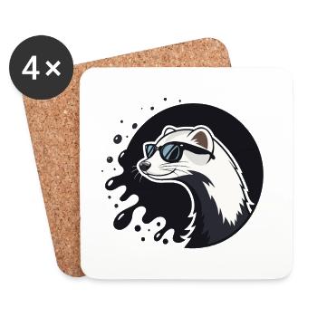 Ferret Urban Chic Black Glasses - Coasters (set of 4) - white - Front