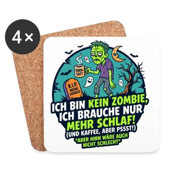 Zombie Schlaf Kaffee lustiger Spruch - Untersetzer (4er-Set) - Weiß - Vorne