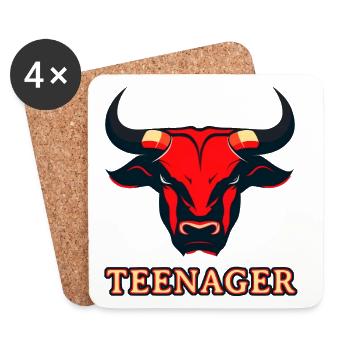 Roter Stierkopf Teenager - Dessous de verre (lot de 4) - blanc - Devant