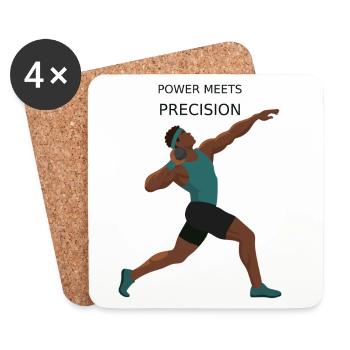 Power Meets Precision - Shot Put - Coasters (set of 4) - white - Front