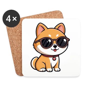 Orange Puppy Sunglasses - Coasters (set of 4) - white - Front