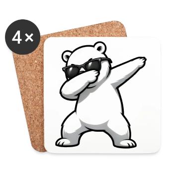 Dabbing Eisbär - Untersetzer (4er-Set) - Weiß - Vorne