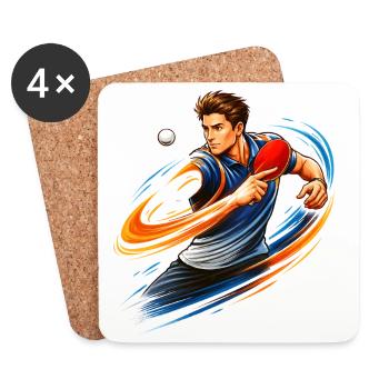Chemise de tennis de table Spin Topspin Ping-Pong - Dessous de verre (lot de 4) - blanc - Devant