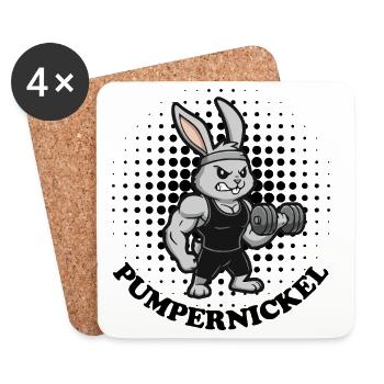 Pumpernickel Fitness Hase Bizeps Krafttraining - Untersetzer (4er-Set) - Weiß - Vorne