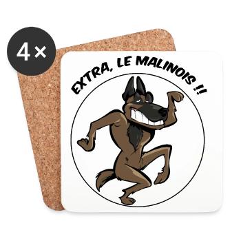 Extra, le malinois ! - Dessous de verre (lot de 4) - blanc - Devant