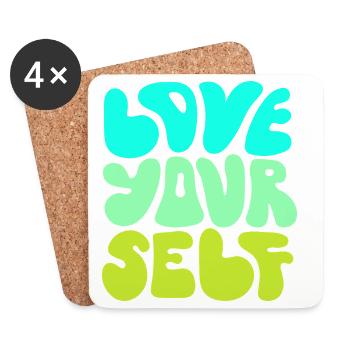 Citation positive pour l’amour de soi : Conception - Dessous de verre (lot de 4) - blanc - Devant