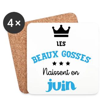 Cadeau naissance bébé garçon Juin Beaux Gosses BG - Dessous de verre (lot de 4) - blanc - Devant
