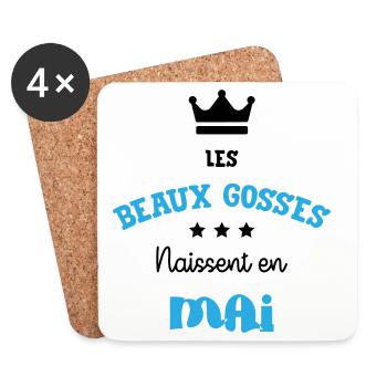 Cadeau naissance bébé garçon Mai Beaux Gosses BG - Dessous de verre (lot de 4) - blanc - Devant