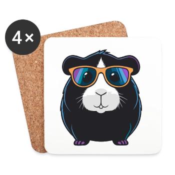 Cochon d'Inde Cool Lunettes - Dessous de verre (lot de 4) - blanc - Devant
