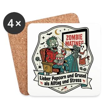 Zombie Cinema Popcorn Everyday Humor - Coasters (set of 4) - white - Front