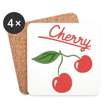 Design d’été aux fruits cerisiers - Dessous de verre (lot de 4) - blanc - Devant