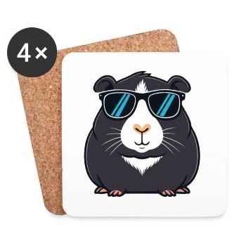 Capybara noir Cool Sunglasses - Dessous de verre (lot de 4) - blanc - Devant