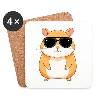Hamster Glam Dark Glasses - Untersetzer (4er-Set) - Weiß - Vorne