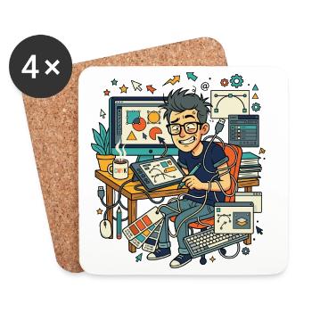 Graphic Designer Workflow Chaos - Coasters (set of 4) - white - Front
