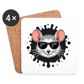Souris Cool Lunettes de Soleil Ink Splash - Dessous de verre (lot de 4) - blanc - Devant