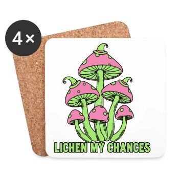 Lichen : mes chances, drôle d’art de champignons - Dessous de verre (lot de 4) - blanc - Devant