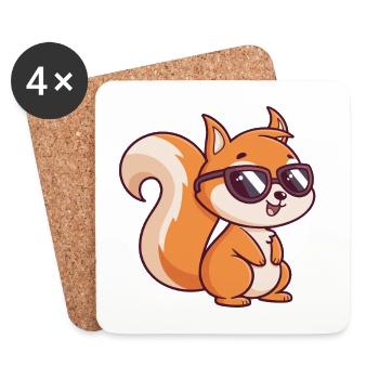 Schicke Eichhörnchen-Sonnenbrille - Untersetzer (4er-Set) - Weiß - Vorne