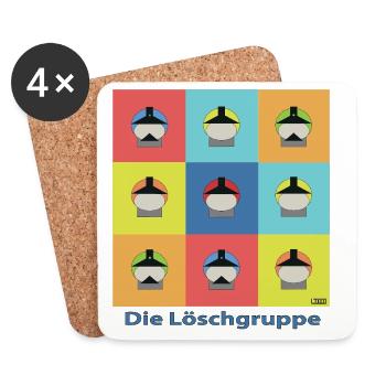 Die Löschgruppe Pop Art Grid - Feuerwehr - Untersetzer (4er-Set) - Weiß - Vorne