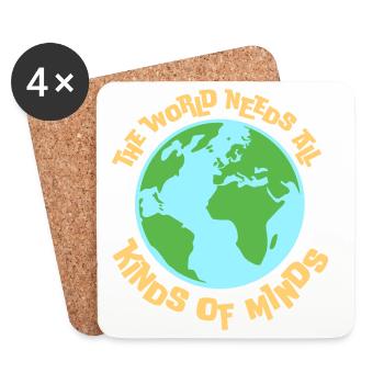 The World Needs All Kinds Of Minds Inspirational - Coasters (set of 4) - white - Front