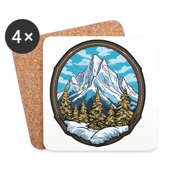 Alpine Mountain Panorama Badge - Coasters (set of 4) - white - Front