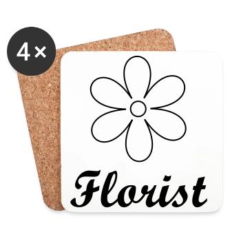 Artisan-Floristen-Logo mit elegantem Blumenlogo - Untersetzer (4er-Set) - Weiß - Vorne