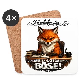 Ich erledige das aber ich gucke dabei böse - Untersetzer (4er-Set) - Weiß - Vorne