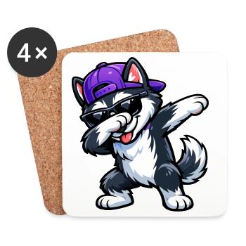 Dabbing Husky - Coasters (set of 4) - white - Front