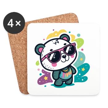 Panda Pop Pink Glasses - Coasters (set of 4) - white - Front