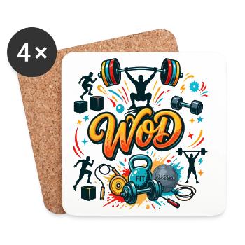 WOD Fitness Muscu Entraînement Cross Sport salle - Dessous de verre (lot de 4) - blanc - Devant
