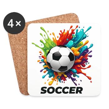Vibrant Splash Soccer Ball Motif - Coasters (set of 4) - white - Front