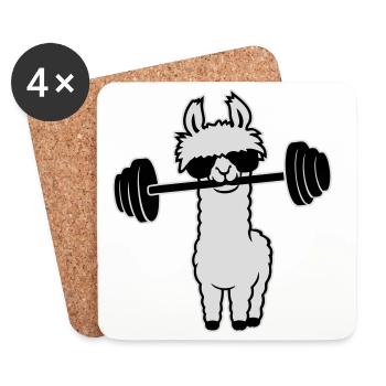 Cool Lama Gewichtheber Langhantel Sonnenbrille Gym - Untersetzer (4er-Set) - Weiß - Vorne