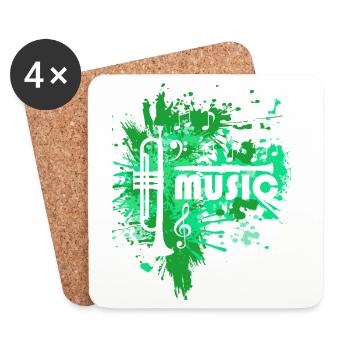 Musique de Projections de Trompette Verte - Dessous de verre (lot de 4) - blanc - Devant