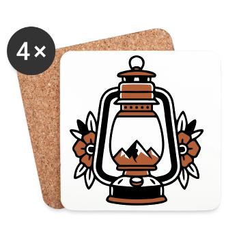 Lantern Mountains Vintage Coat of Arms - Coasters (set of 4) - white - Front