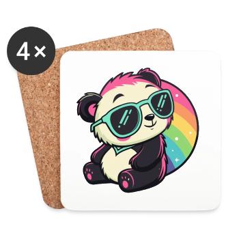 Panda Sun Cool Rainbow - Coasters (set of 4) - white - Front