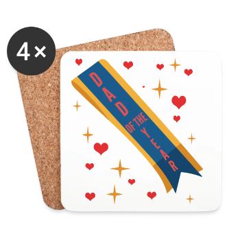 Father of the Year Badge - Coasters (set of 4) - white - Front