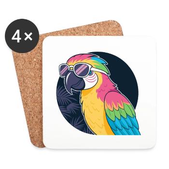 Rainbow Parrot Sunglasses - Coasters (set of 4) - white - Front