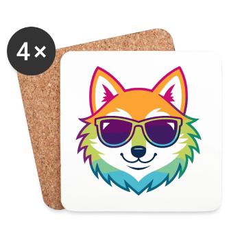 Rainbow Fox Glasses - Coasters (set of 4) - white - Front