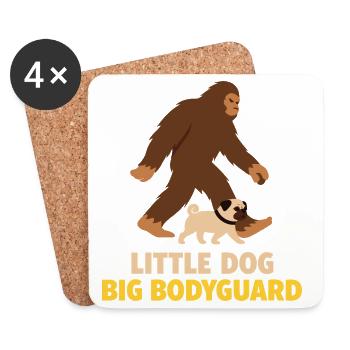 Carlin drôle avec Bigfoot, Amant du Chien Gardien - Dessous de verre (lot de 4) - blanc - Devant