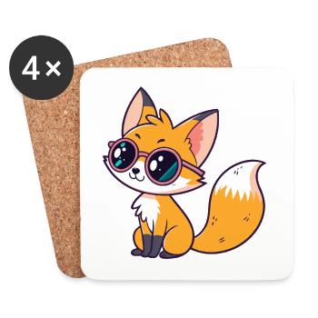 Fox Cub Glam Cool Glasses - Coasters (set of 4) - white - Front