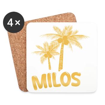Milos Tropical Palm Goldfoil - Coasters (set of 4) - white - Front