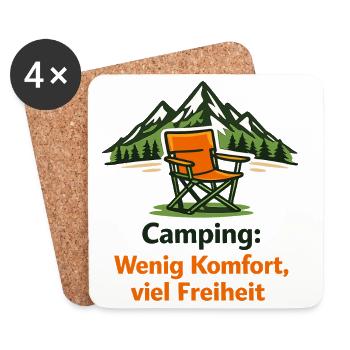 Camping: Wenig Komfort, viel Freiheit - Untersetzer (4er-Set) - Weiß - Vorne