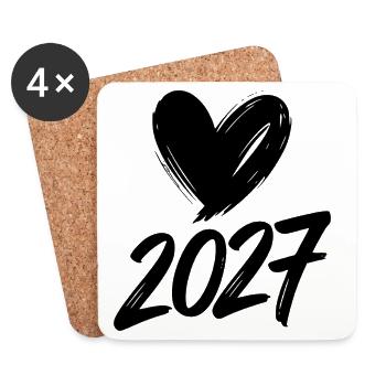2027 Herz - Untersetzer (4er-Set) - Weiß - Vorne